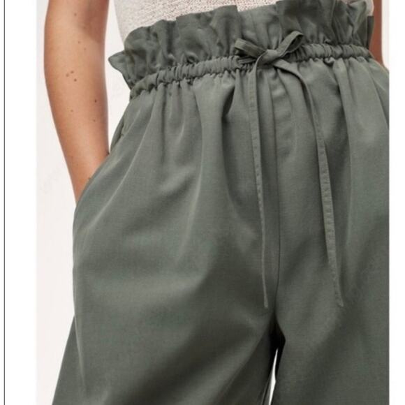 The GROUP by BABATON Olive Hi Waist Drawstring Paper Bag Wide Leg KERRI Pants - Picture 15 of 15